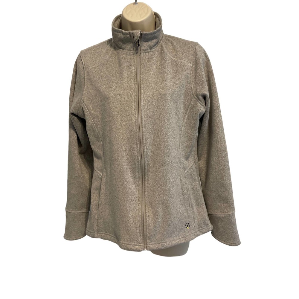 Mondetta Womens Full Zip Fleece Lined Jacket‎ Heather Tan Gray Mock Neck Size M
